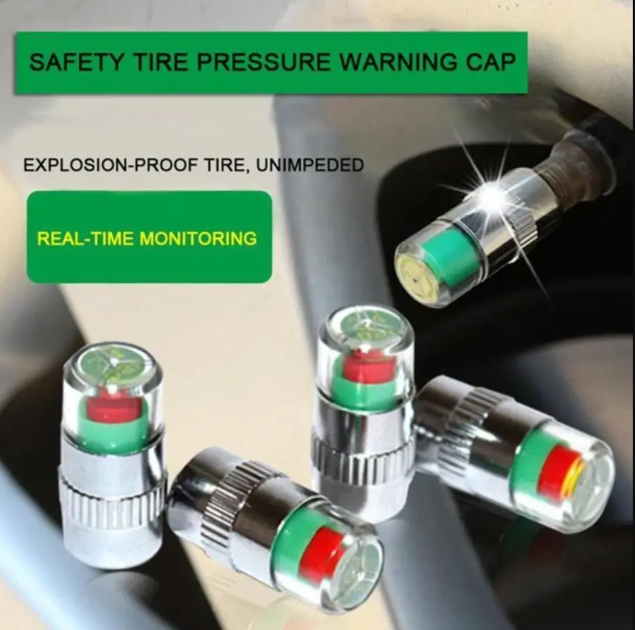 4pc Set for Car Auto Tire Pressure Monitor Valve Stem Cap Sensor Indicator