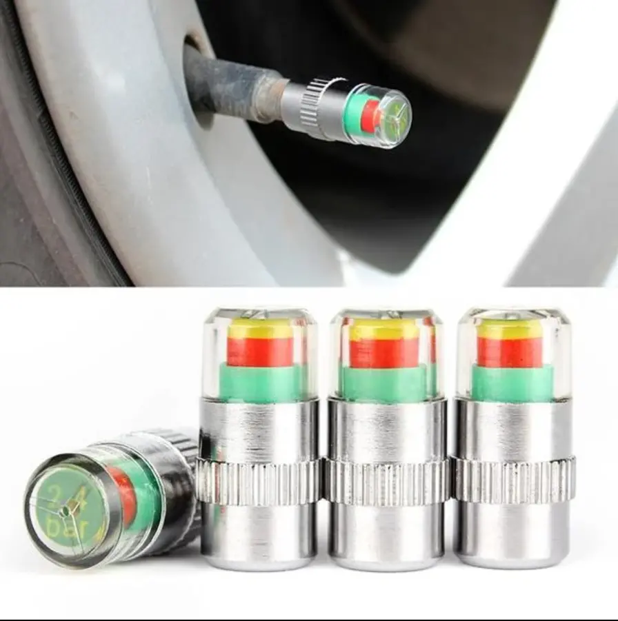 2pc For Bike Auto Tire Pressure Monitor Valve Stem Cap Sensor Indicator