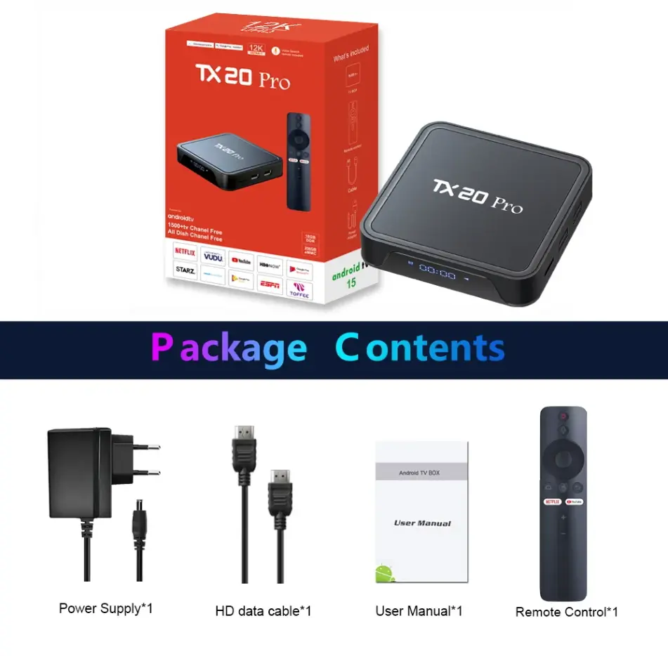TX20 Pro 12K Android TV Box 8GB RAM 128GB ROM with Voice Control Remote